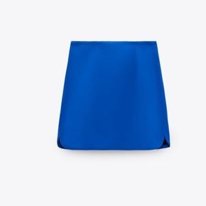 Zara NWT SATIN EFFECT MINI SKIRT BLUE